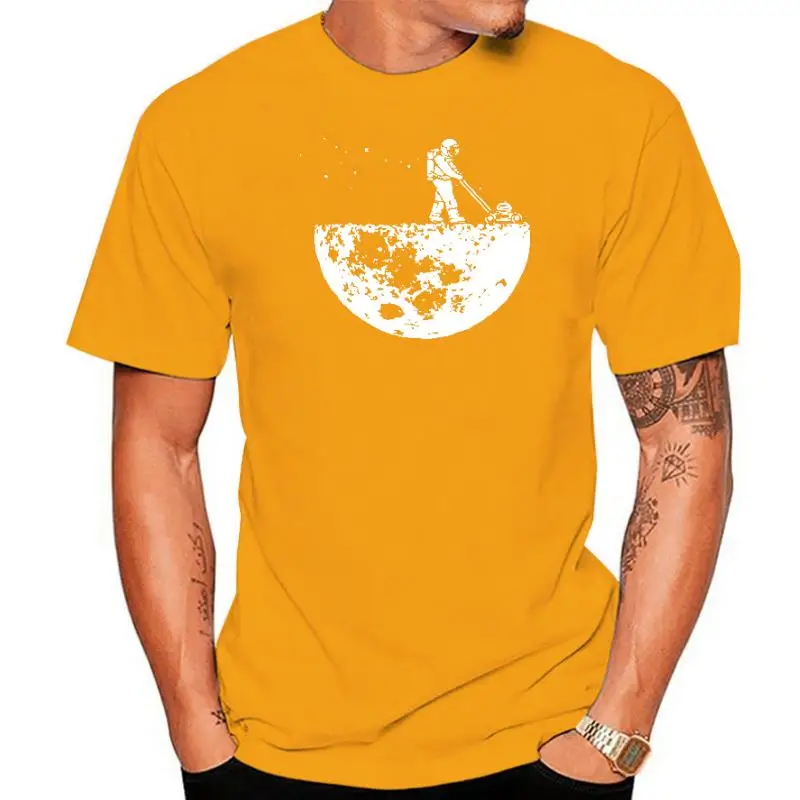 

Высококачественная 100% Хлопковая мужская футболка с принтом лунного очистителя, повседневная мужская футболка с космическим принтом, крутая свободная футболка с круглым вырезом