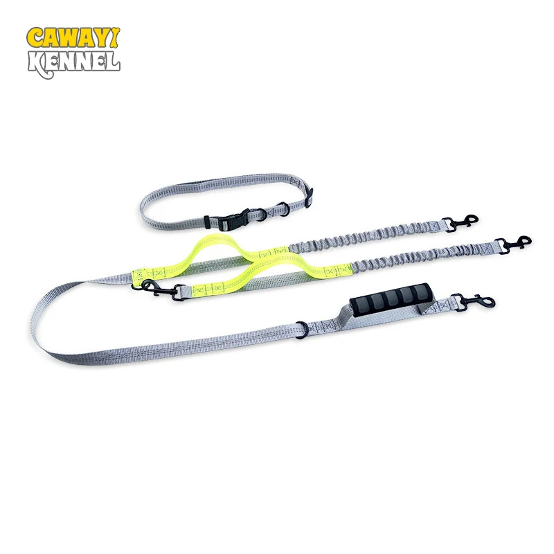

CAWAYI KENNEL Dog Leash Double Leashes Running Walking Elasticity Free Hand Reflective Nylon Adjustable Pet Leash for Large Dogs