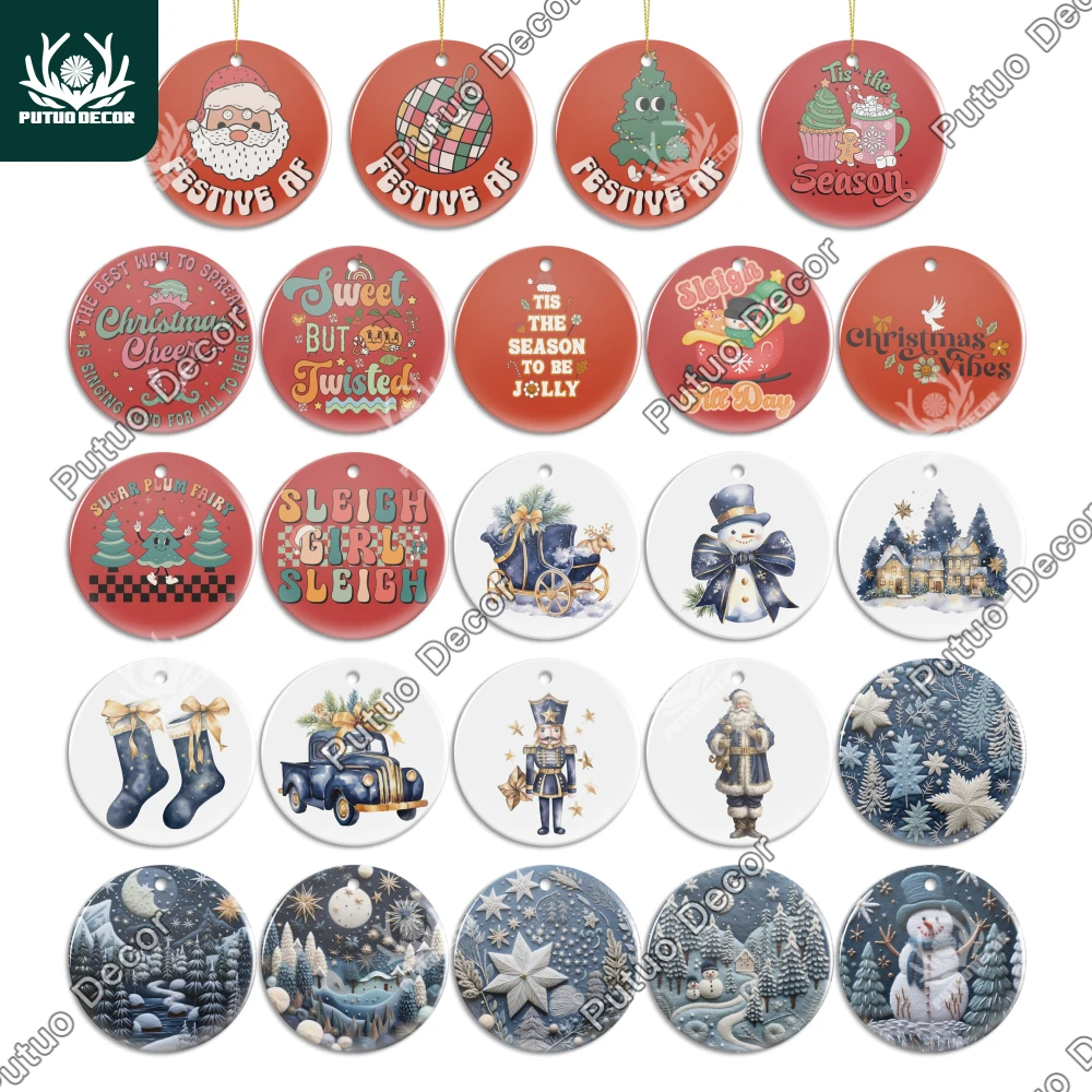 Декор Putuo 1 шт. Санта Клаус сани керамический подвесной знак фарфоровое настенное