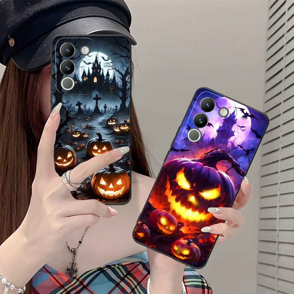 Halloween Pumpkin Mobile Cell Phone Case for VIVO Y95 Y93 Y31 Y20 V19 V17 V15 Pro X60 NEX Black Soft Cover Shell