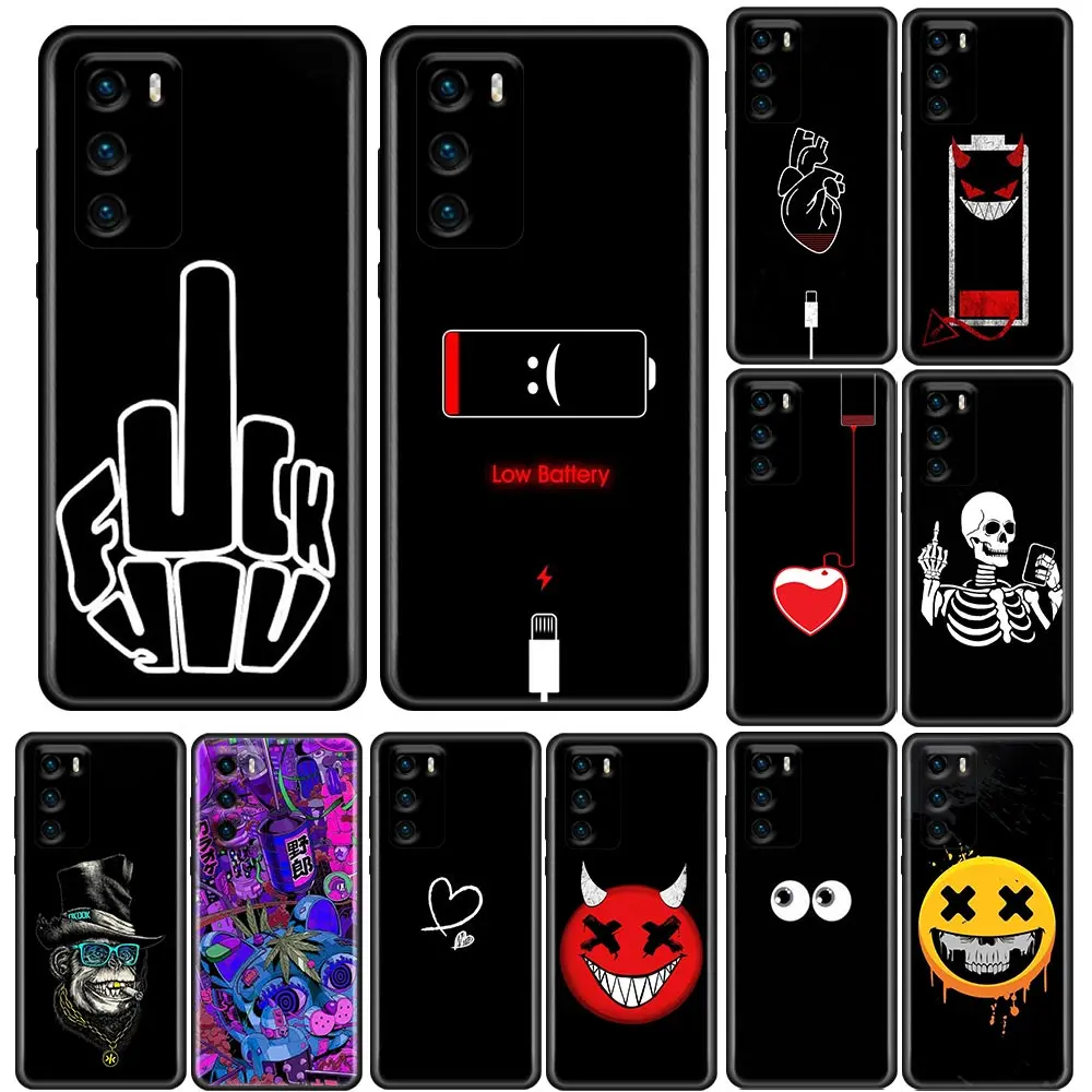 

Simple Line Art Human Skeleton Mobile Phone Shell for Huawei P50 P50E P40 P30 P20 P10 Smart 2021 Pro Lite 5G Plus Soft Case Capa