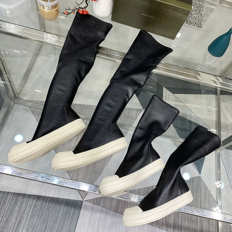 Dekherw Women Over Knee Thigh High Boots Winter Ro Luxury Designer Trainers Casual Thick Sole Black Plus Size Elastic Sock Shoes