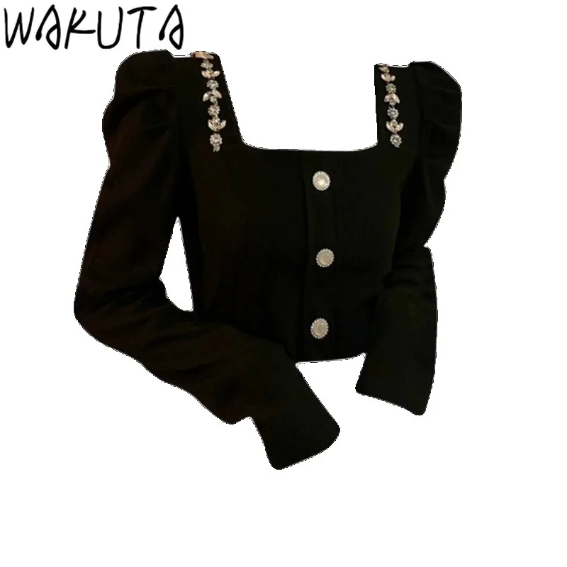 Осень 2024 шикарная модная блузка с пышными рукавами винтажная однотонная