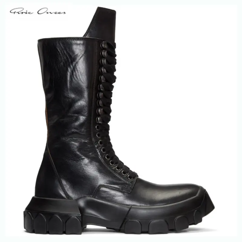 

Rick Martin Boots Couple Men's and Women's Thick-soled Heightened Men's Boots High Zipper Men's Boots Rric Owees Military Boots