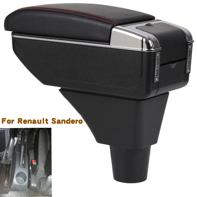 

Подлокотник для Renault Sandero Stepway, центральный контейнер для хранения с подстаканником, пепельницей, декоративные изделия с USB интерфейсом