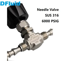 sus316 needle valve 6000psig 40mpa flow control shut off valve 18 14 38 12 tube fitting stainless steel replace swagelok