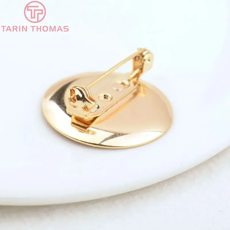 (3955) 6 шт. 25 5 мм 24-каратное позолоченное латунное основание броши с булавками