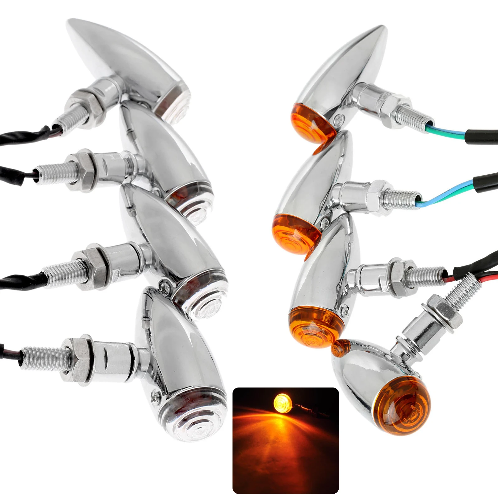 

4 шт., световой индикатор поворота для мотоцикла, Honda, Suzuki, Kawasaki, Yamaha, хром