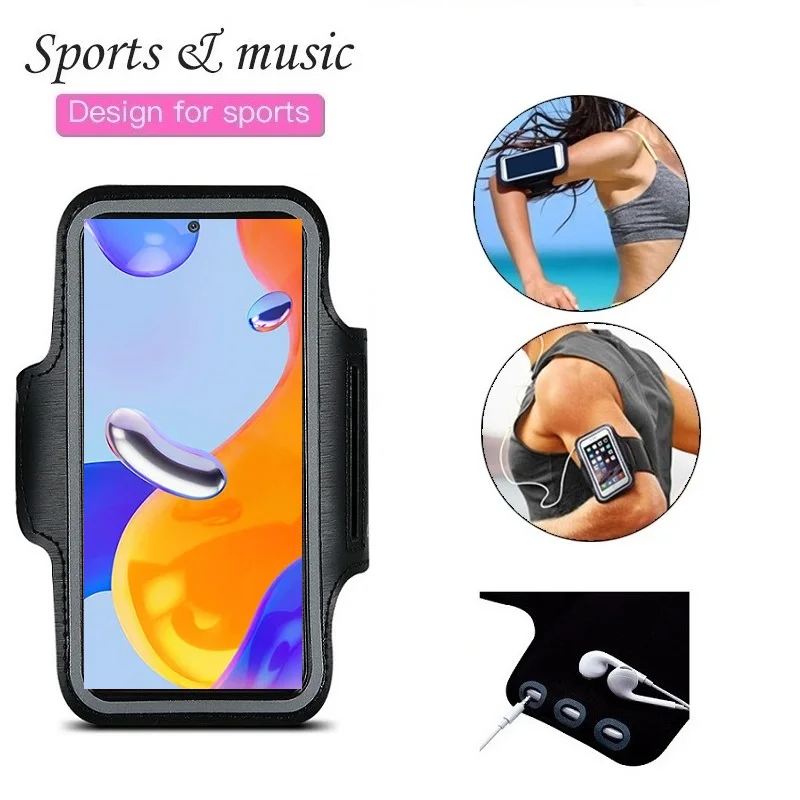 

Black Armband Case for Running Sport Bag Holder Bracelets for Case on Hand for Redmi Note 11 Pro 11S 11T 10 Pro Max 10S 10T
