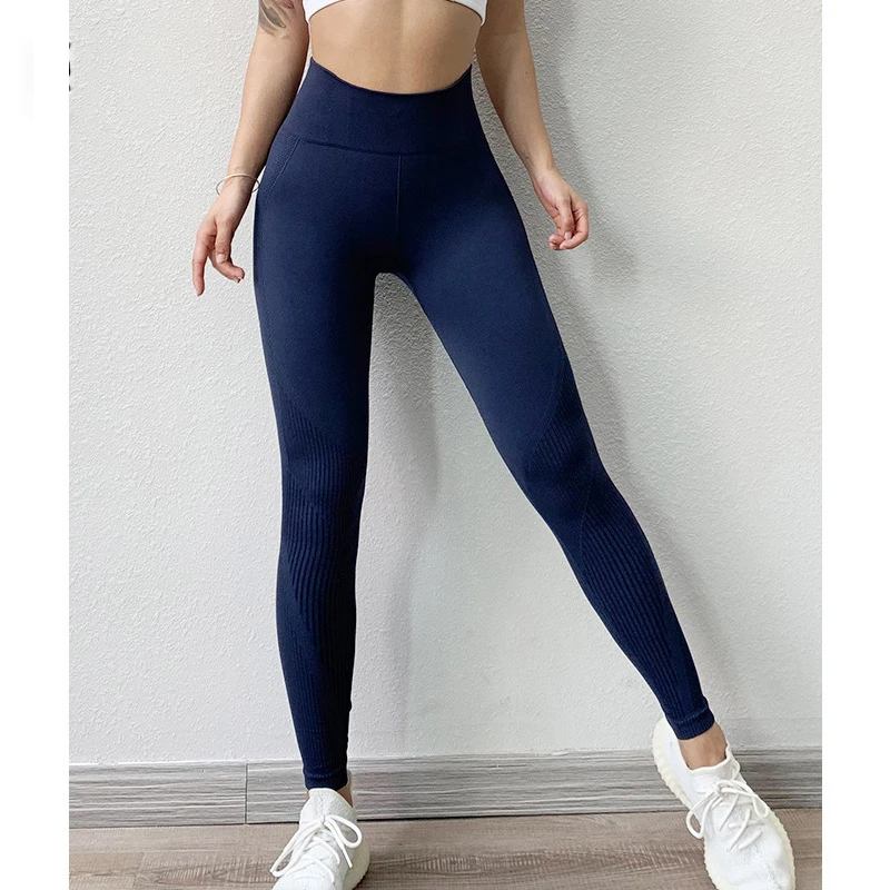 With Logo Seamless Leggings Women's Butt Lift Curve Workout Leggings Yoga Pants Fitness Pants Nylon Stretch Black Leggings