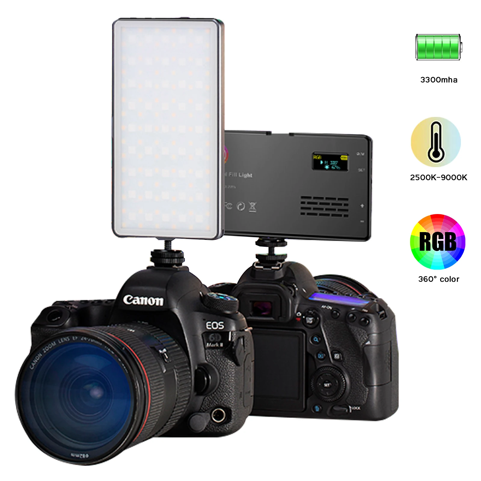 

CRI95+ 2500-9000K RGB LED Video Light Photography Fill Camera Lighting Panel LCD Display Cold Shoe For Vlog Live DSLR Streaming