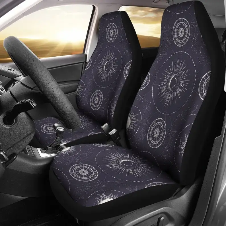 

Astrology Astronomy Zodiac Spiritual Sun Moon Car Seat Covers Pair, 2 Front Seat Covers, Car Seat Protector, Car Accessories