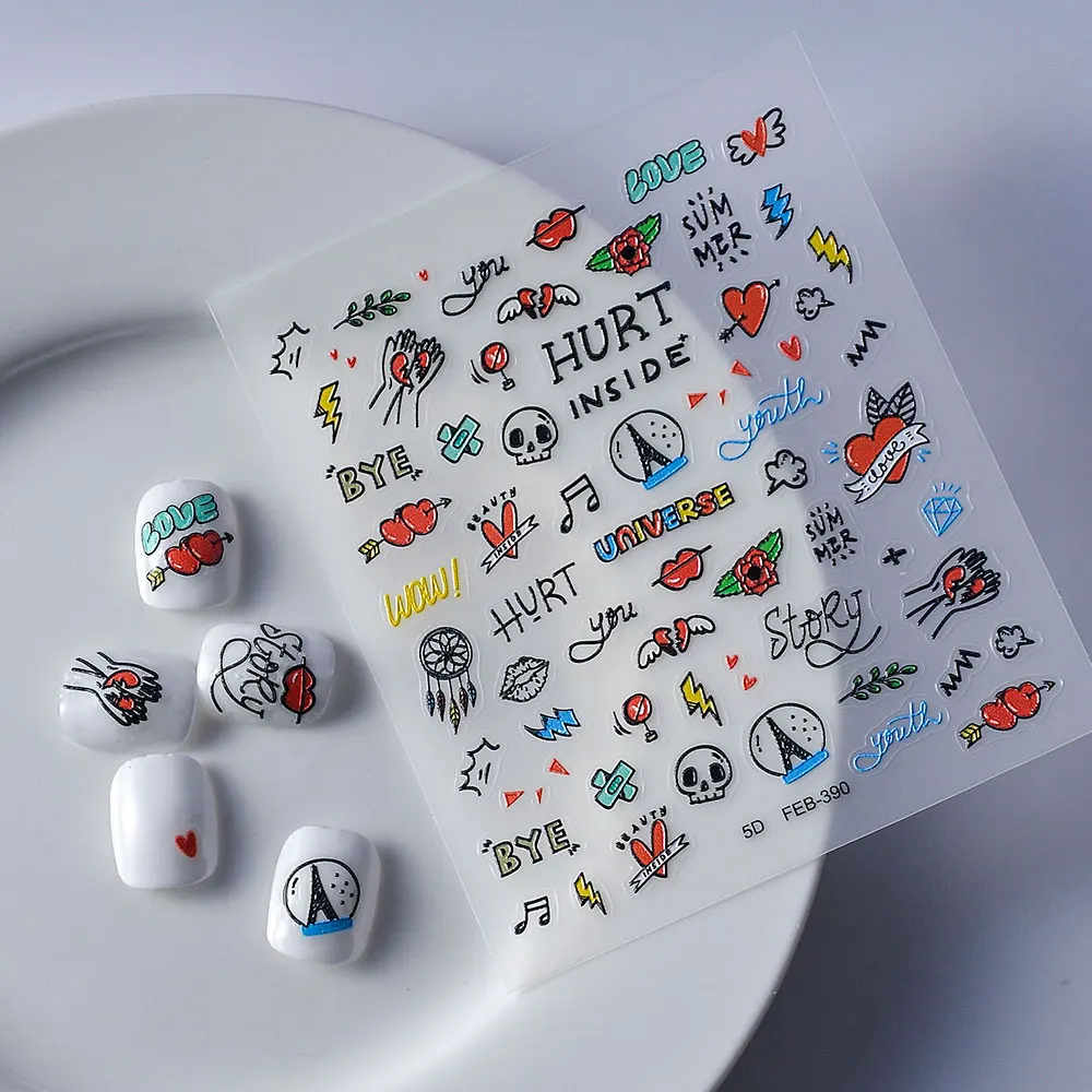 

Аксессуары для маникюра, популярные элементы, наклейки для ногтей 5D