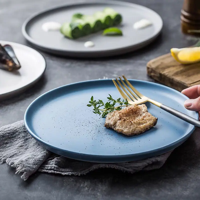 

Nordic Style Creative Western Food Pizza Plate Fruit Dessert Noodle Plate Household Ceramic Tableware Breakfast Plate