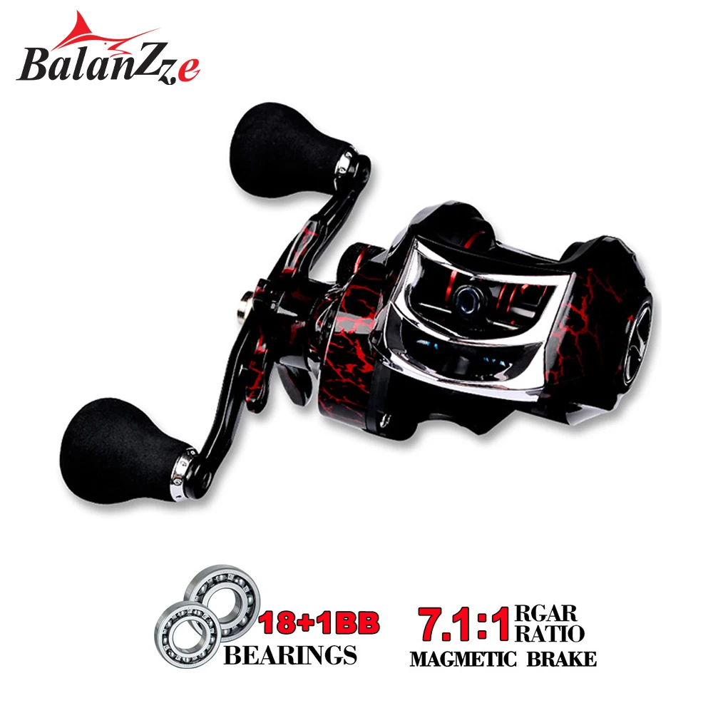 

Balanzze Bait Casting Fishing Reel 18+1 BB Baitcasting Reel 7.1:1 Rgar Ratio High Speed Spool Fishing Reel for Sea Fishing
