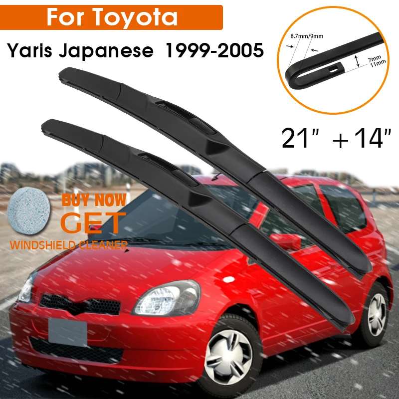

Car Wiper Blade For Toyota Yaris Japanese 1999-2005 Windshield Rubber Silicon Refill Front Window Wiper 21"+14" Accessories