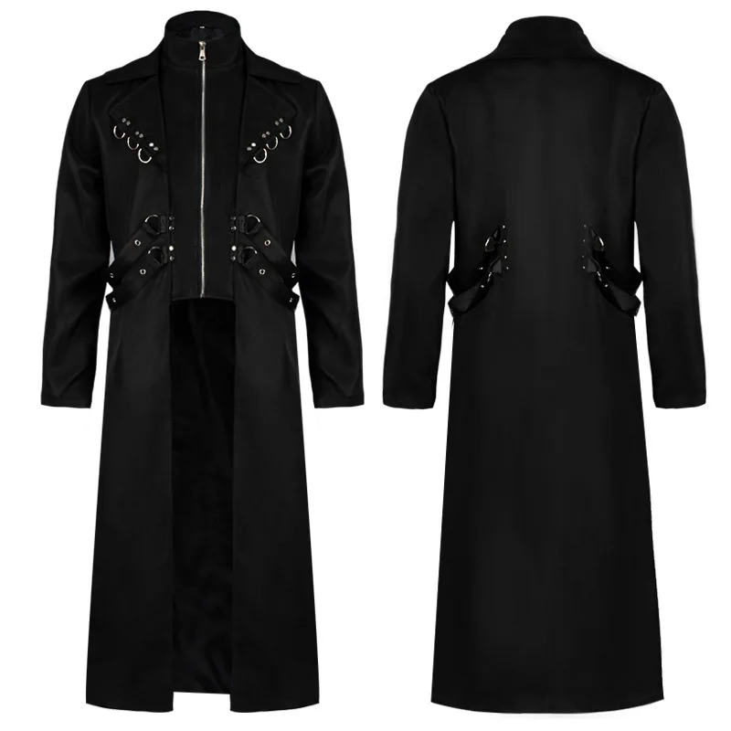 

Halloween Man Mid-Century Renaissance Punk Retro Gothic Long Coat