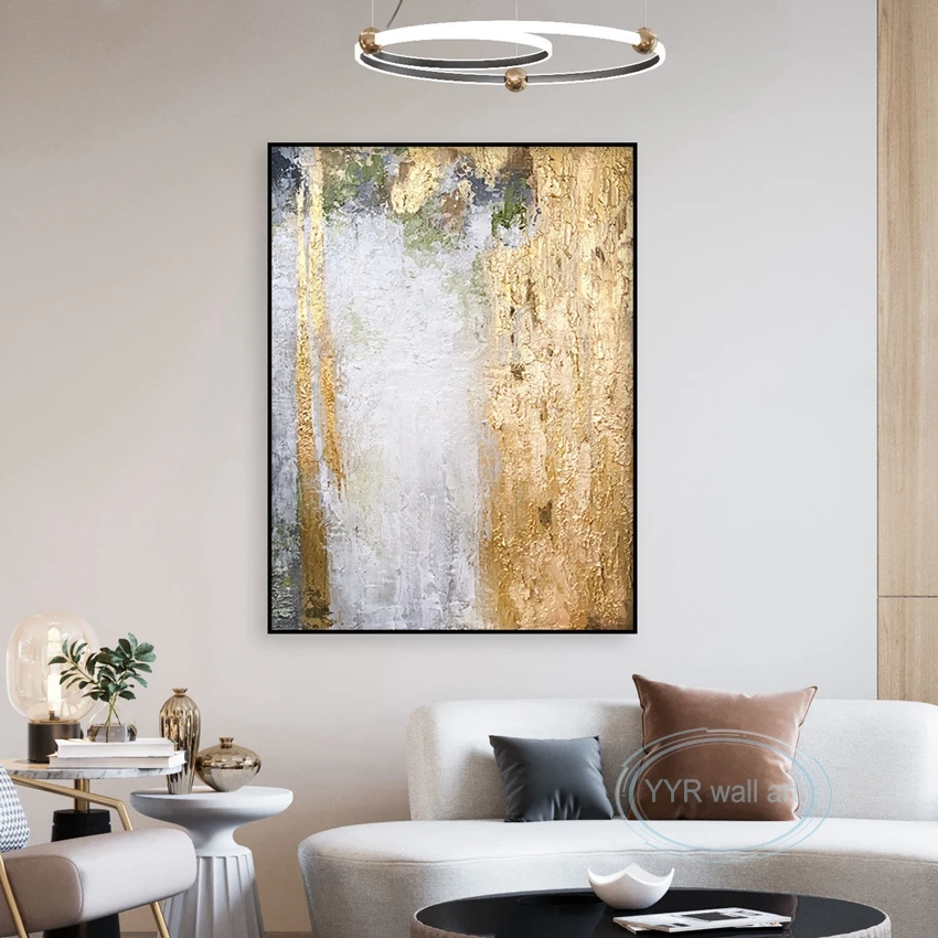 

Acrylic Canvas Oil Painting Abstract Gold Foil Handmade Wall Art For Living Room Restaurant Sofa Decoration Salon Custom Poster