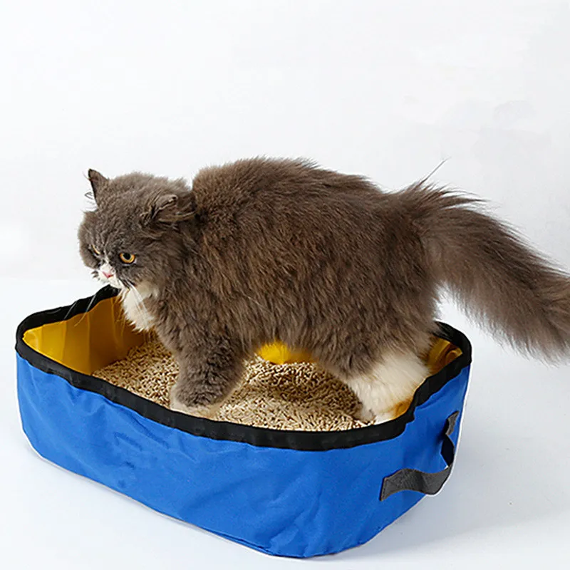 

Cat Litter Box Portable Cats Semi-closed Litter Box Foldable Cat Toilet for Traveling Waterproof Cats Toilet Basin Pet Products