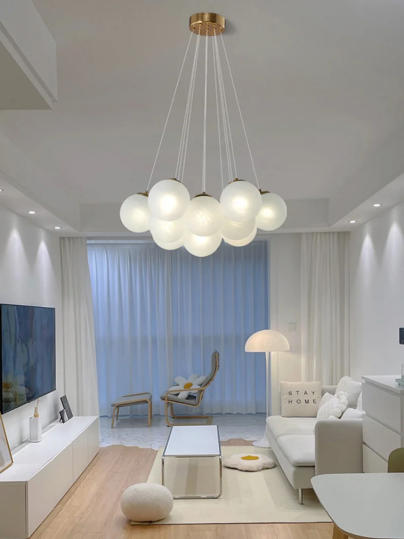 

Люстры для гостиной со стеклянными шариками, потолочные светильники для спальни, подвесные лампы для потолка, блестящие подвесные светильники для столовой