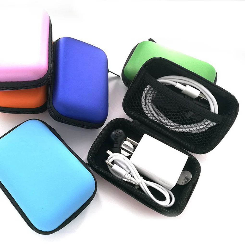 

1/2/5 PCS Large Capacity Headphone Data Cable Storage Case Charger Power Bank Rectangular Box EVA Zipper Bag Pocket Pouch