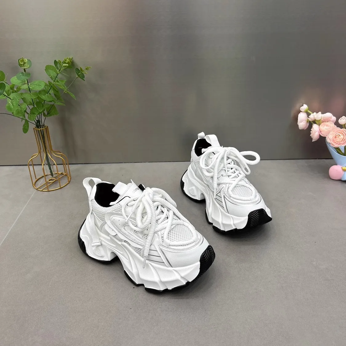 Женские туфли для папы в старом сетчатой сезон с толстой подошвой 2 высота 024