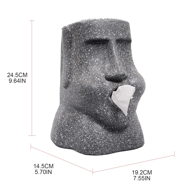 

Durable Anti Deformed Paper Holder Exquisite Moai Easter Island Stone Portrait Tissue Box for Living Room Home Supplies