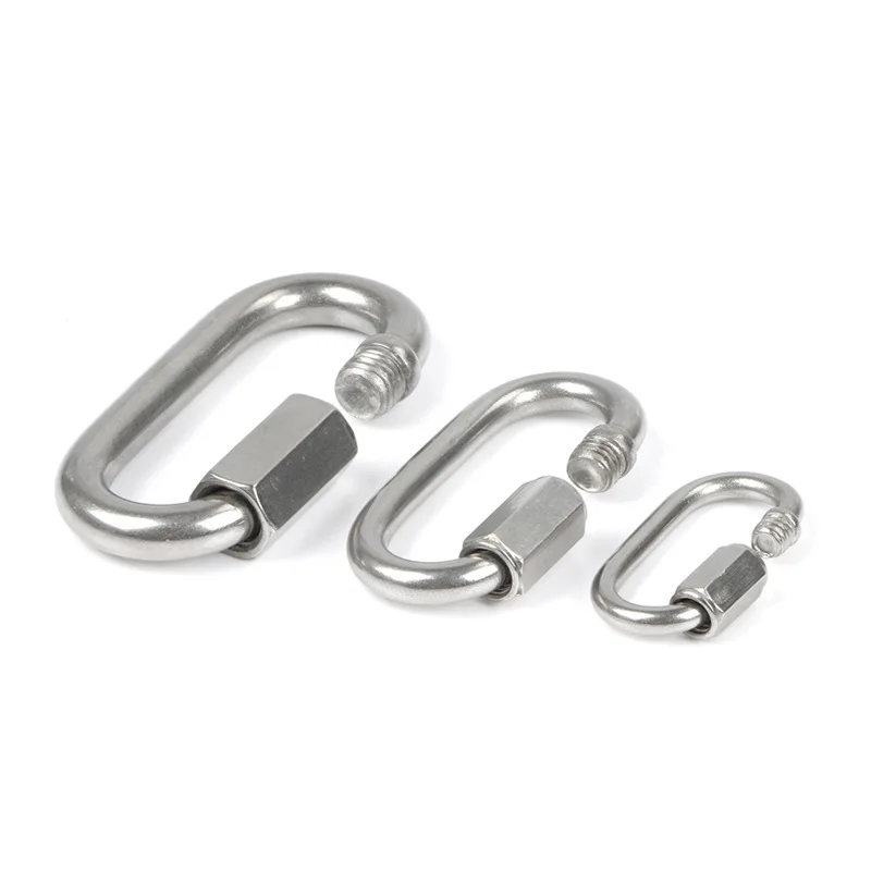 

304 316 Stainless Steel Oval Quick Links Safety Snap Hook Climbing Carabiner Lock Buckle M3.5 M4 M5 M6 M8 M10 M12 M14