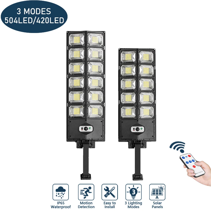 

Уличный светодиодный фонарь на солнечной батарее, 360/504 светодиодов, 3 режима света