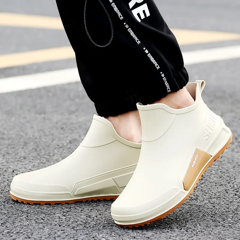 2025: мужские резиновые сапоги противоскользящие уличные повседневные съемные