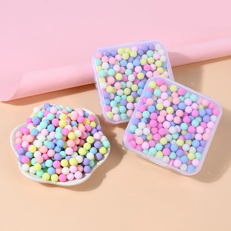 

6mm about 320psc / box macaron color without holes round beads handwork shop hairpin writing case DIY accessories decoration
