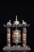 10 tibetan temple collection old tibetan silver mosaic gem dzi beads prayer wheel mani liberation wheel buddhist utensils