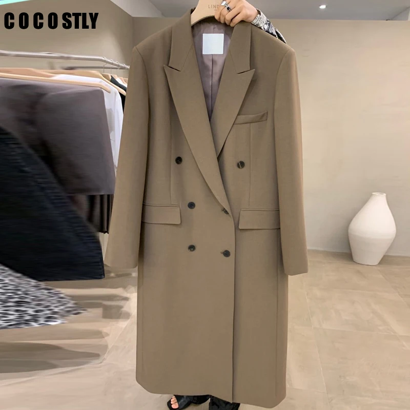 

korean Fashion Solid Color Blazer Women's Spring 2022 New Loose Long Sleeve Double Breasted Suit Coat bleiser casual mujer