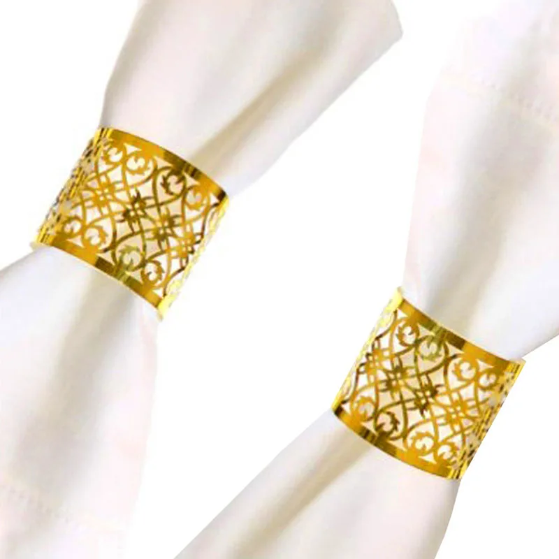 

100pcs Lace Flower Style Laser Cut Paper Rings Napkins Holders Hotel Birthday Wedding Xmas Party Favor Table Dinner Decoration