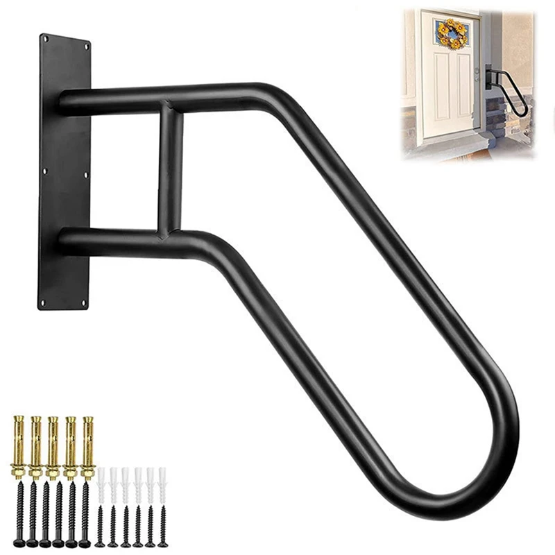 

1 PCS Secure Pipe Stair Handrails Black For Wall Mount Stairs Indoors And Outdoor