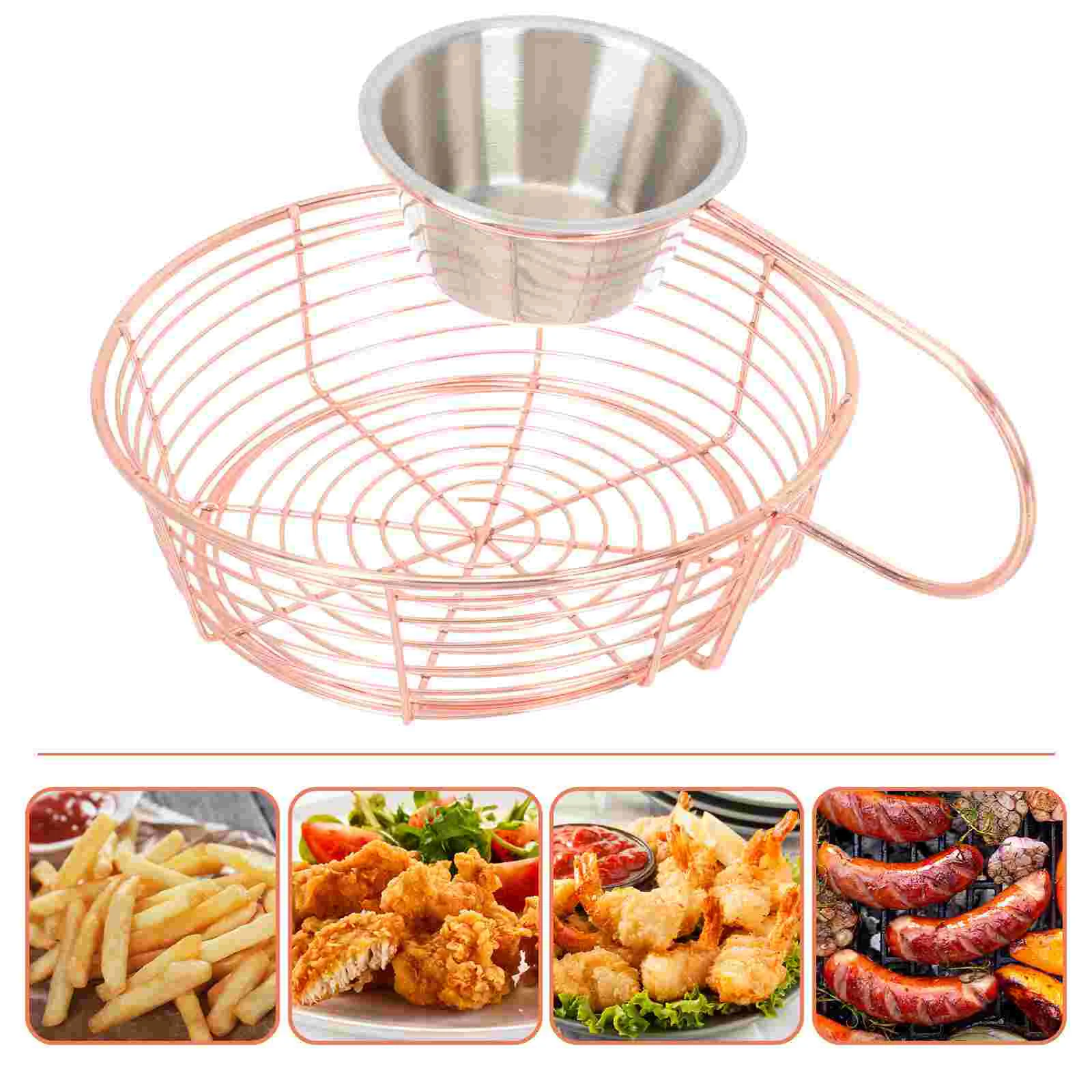 

Baskettool Decorative Home Baskets Storage Metal Cooking Container Bread Snacks Snack Presentation Practical Kitchen Fruit
