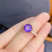 hexagon natural amethyst gemstone ring for women rose gold engagement ring in 925 sterling silver