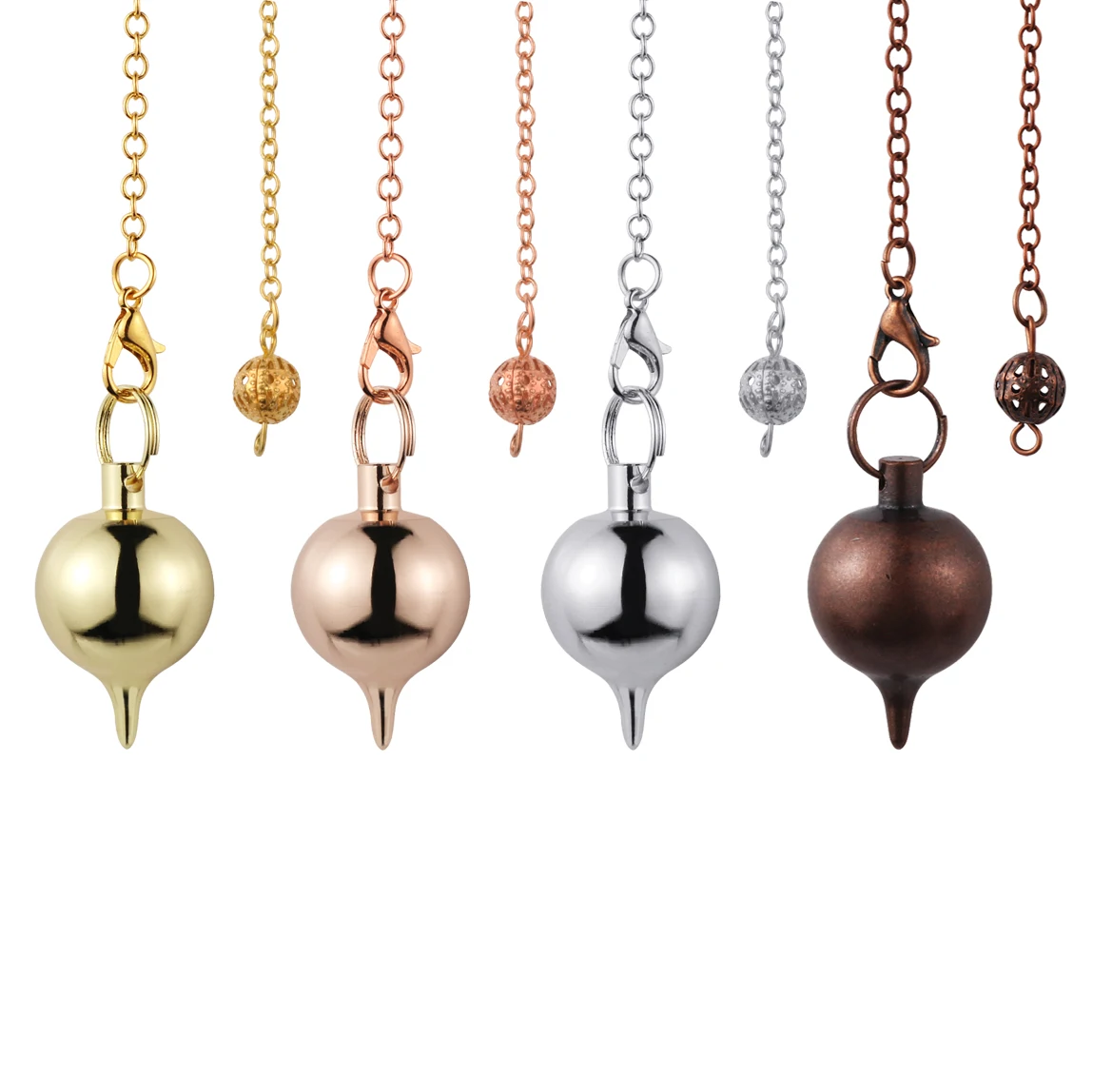 Classic Brass Ball Metal Healing Pendulum Gold Plated Reiki Healing Dowsing Divination Golden Metal Pendulums