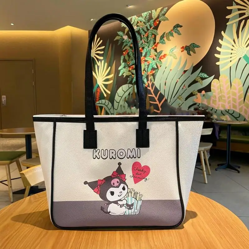 

Новая сумка Kuromi Sanrio аниме Kawaii Аварийная сумка через плечо из искусственной кожи для девушек Большая вместительная модная дорожная сумка-тоут через плечо в подарок
