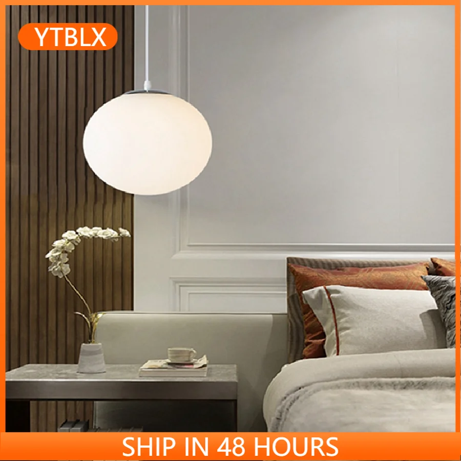 

Стеклянный подвесной светильник LukLoy с матовым шариком, потолочная лампа для спальни, фойе, гостиной, обеденного стола, островка