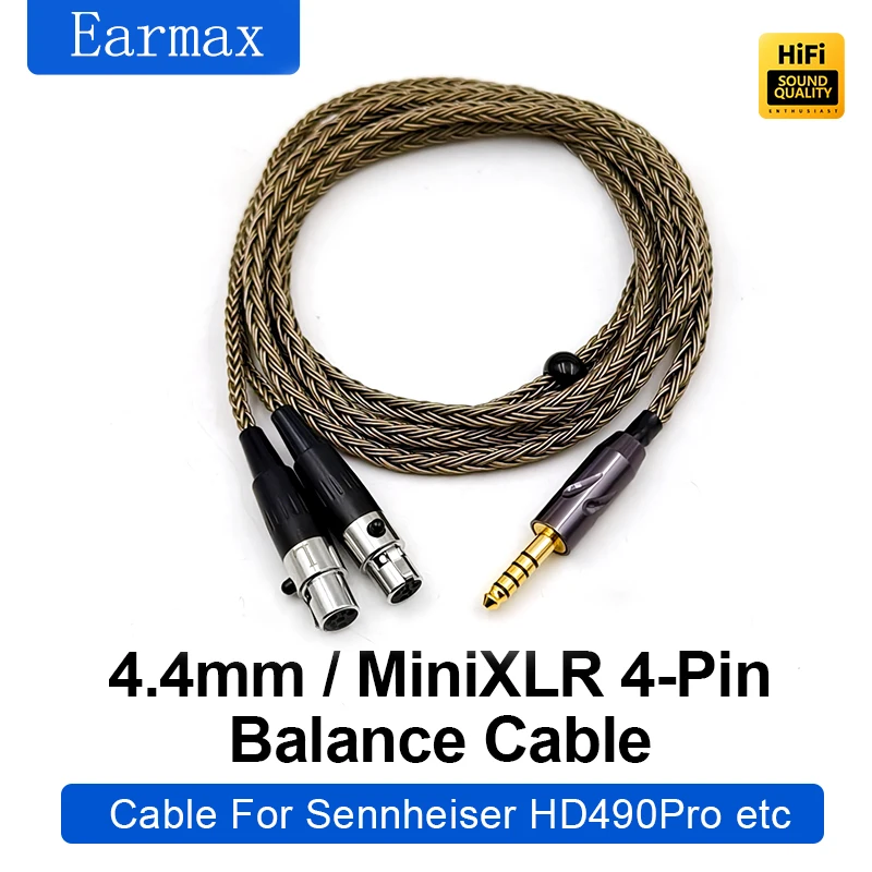 Фото Earmax для Sennheiser HD490 Pro Plus, сменный 4,4 мм однокристальный медный Балансирующий провод Jinbao, четырехъядерный обновленный кабель №2