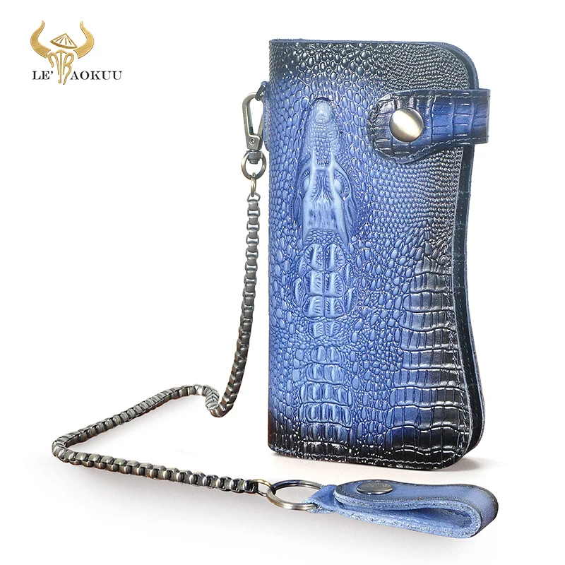 

Лидер продаж, Модный Железный Органайзер-цепочка из натуральной кожи с тиснением под крокодила, подарок, Длинный кошелек, дизайнерский клат...