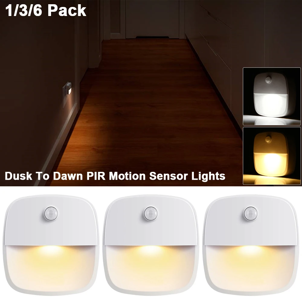 

EU/US Plug-in Dusk to Dawn PIR Motion Sensor Night Lights 0.5W Smart Bedroom Staircase Closet Bedside Auto ON/OFF Wall Lamp