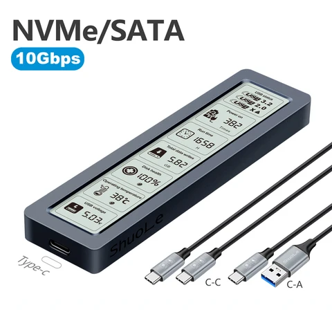 Корпус SSD kebidu M.2 NVMe/NGFF SATA с дисплеем