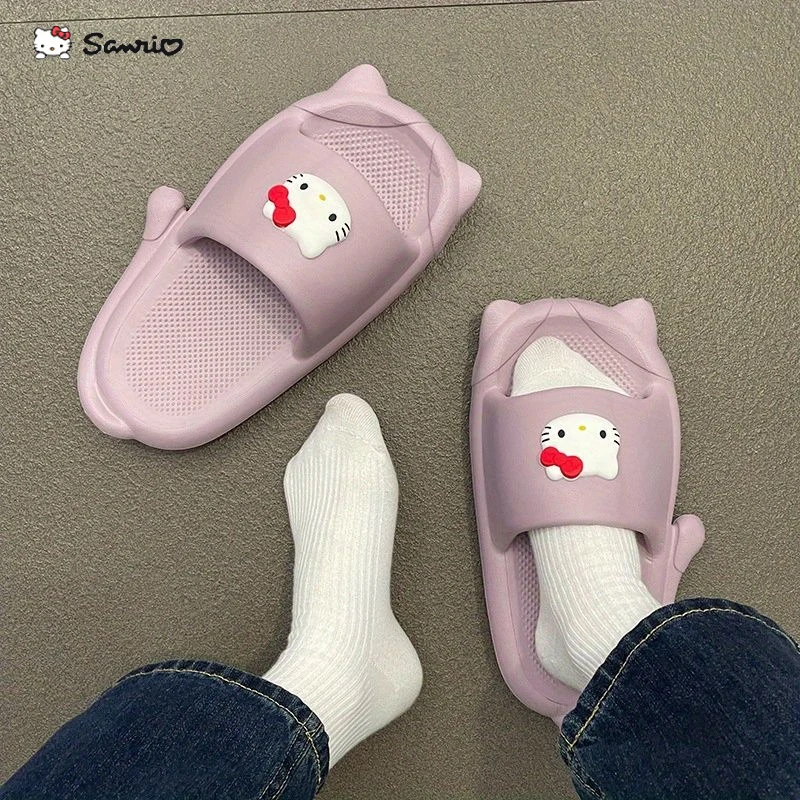 Kawaii Hello Kitty Summer Women Slippers Fashion Sanrio Anime Cat Cute Girl Anti Slip Bathroom Shoes Home Slippers Sandals 2023 images - 6