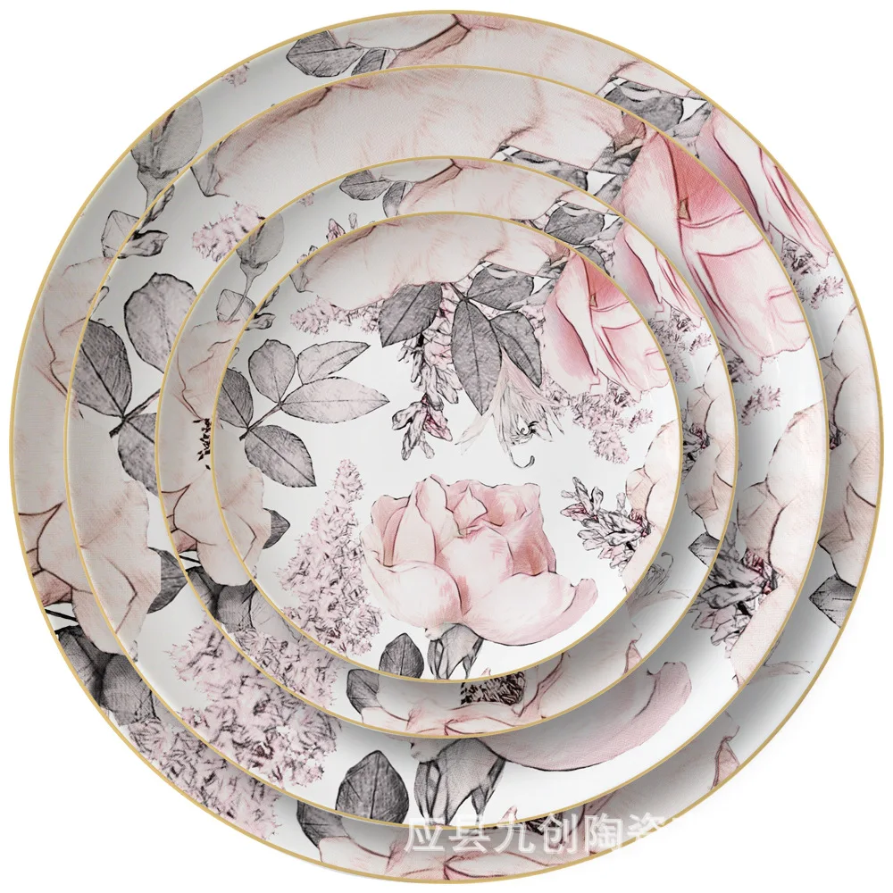

Creative hand-painted mosaic ceramic plate Moonlight steak home cake snack Japanese and Korean cuisine