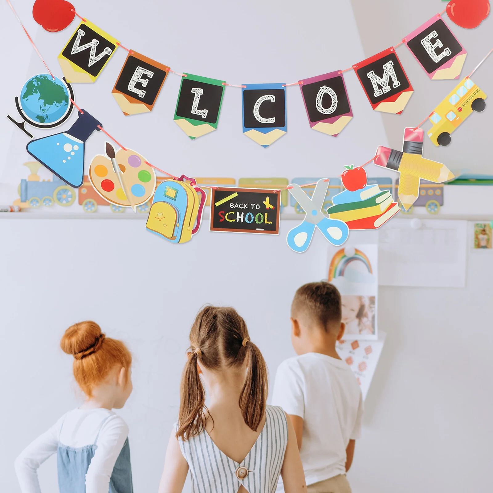 

Back-to-School Season Hanging Flag Party Pull Outdoor Supplies Come Banner Teacher Welcome Flags Decorations Scene Props