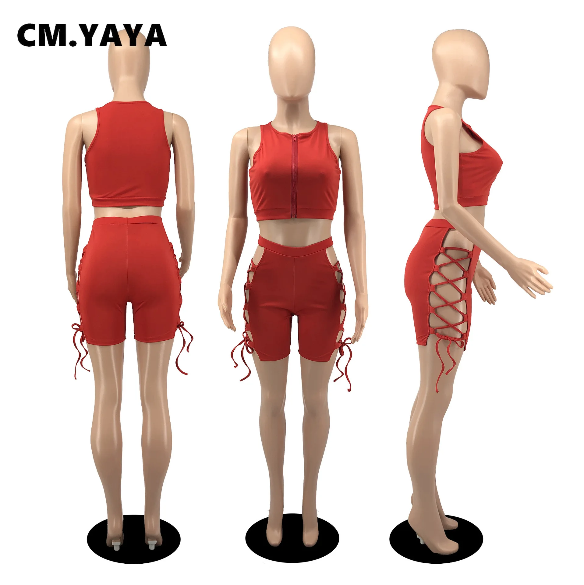 Женский спортивный костюм CM.YAYA Active из двух предметов летний комплект топа на