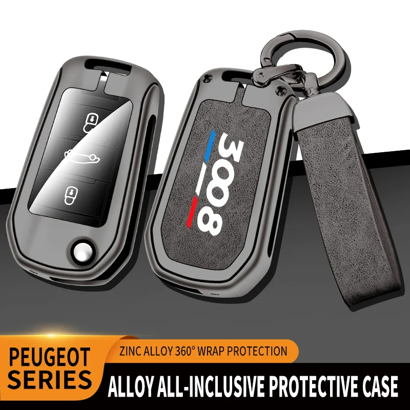 

Car TPU Zinc Alloy Key Case Bag For Peugeot 2008 3008 4008 5008 Car Key Chain Car Metal Key Shell Interior Decoration Accessorie