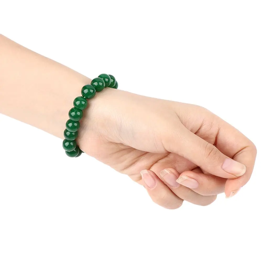 

Jade 10mm Round Beads Bangle Bracelet Gemstone Dark Green